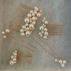 Elizabeth Bower/ BHLDN 5 piece pearl hair pin set — wedding